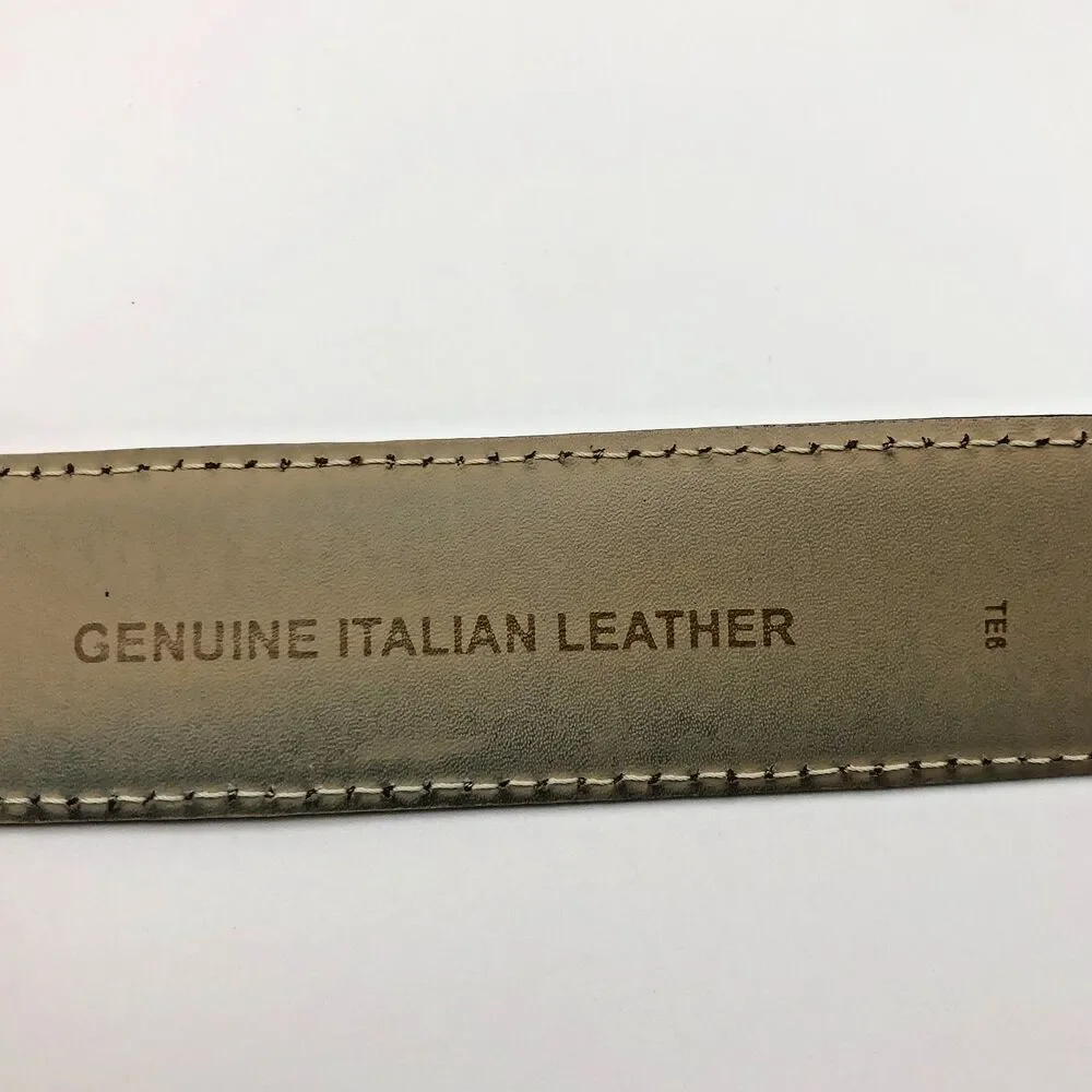 Tommy Bahama Mens Leather Belt Size 44 Brown Contrast Stitch Italy